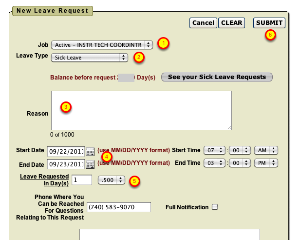 Leave Request Machine Employee Kiosk System - Leave Requests